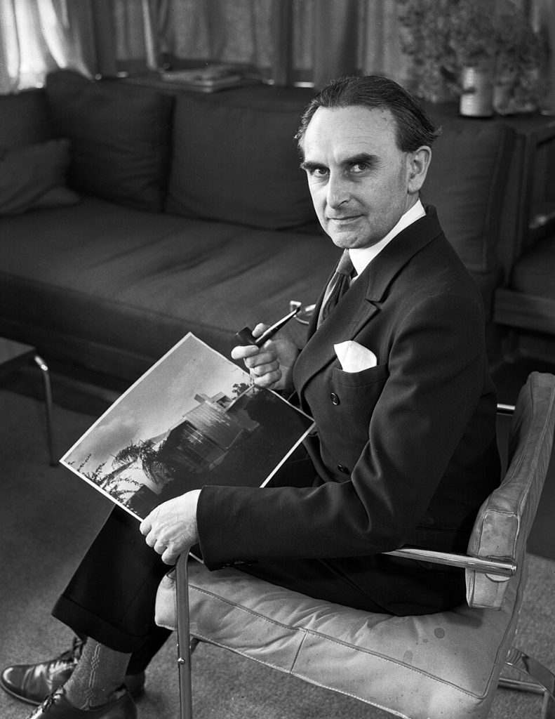 richard j. neutra holding photograph of beard house